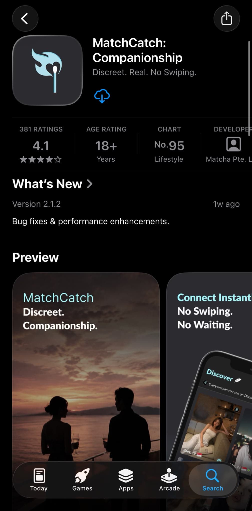 MatchCatch official iOS App Store listing